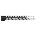 CERAKOTE GRADIENT| AR-15 ANGLE CUT CLAMP ON M-LOK 15 INCH HANDGUARD- BLACK BASE- GRADIENT- BRIGHT WHITE -MADE IN U.S.A